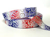 Silver Swirl on Red White Blue Ombre 4th of July Ribbon - 3/8" or 1.5"