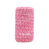 White 5/8" Fold Over Elastic Shocking Pink Swirl BTY