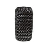 Black 5/8" Fold Over Elastic Metallic Silver Swiss Dot BTY