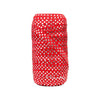 Red 5/8" Fold Over Elastic Metallic Silver Swiss Dot BTY