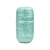 Turquoise Blue 5/8" Fold Over Elastic Metallic Gold Quatrefoil BTY