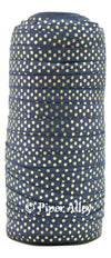Navy 3/8" Narrow Fold Over Elastic Metallic Gold Dots BTY