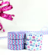 Blue Purple Pink 5/8" Fold Over Elastic Frozen Chevron BTY