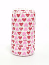 White 5/8" Fold Over Elastic Pink Red Hearts BTY