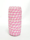 White 5/8" Fold Over Elastic Pink Doodle Heart BTY