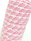 White 5/8" Fold Over Elastic Pink Doodle Heart BTY