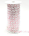 White 5/8" Fold Over Elastic Red Foil Heart BTY
