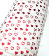 White 5/8" Fold Over Elastic Red Foil Heart BTY
