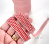 White Red 5/8" Fold Over Elastic Chevron BTY