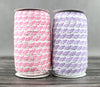White 5/8" Fold Over Elastic Pink Doodle Heart BTY