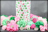 White Pink Green 5/8" Fold Over Elastic Christmas PresentsBTY