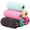Lilac Mist 3/8" Narrow Fold Over Elastic White Dot BTY