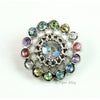 Pinwheel 21mm Rhinestone Button Rainbow